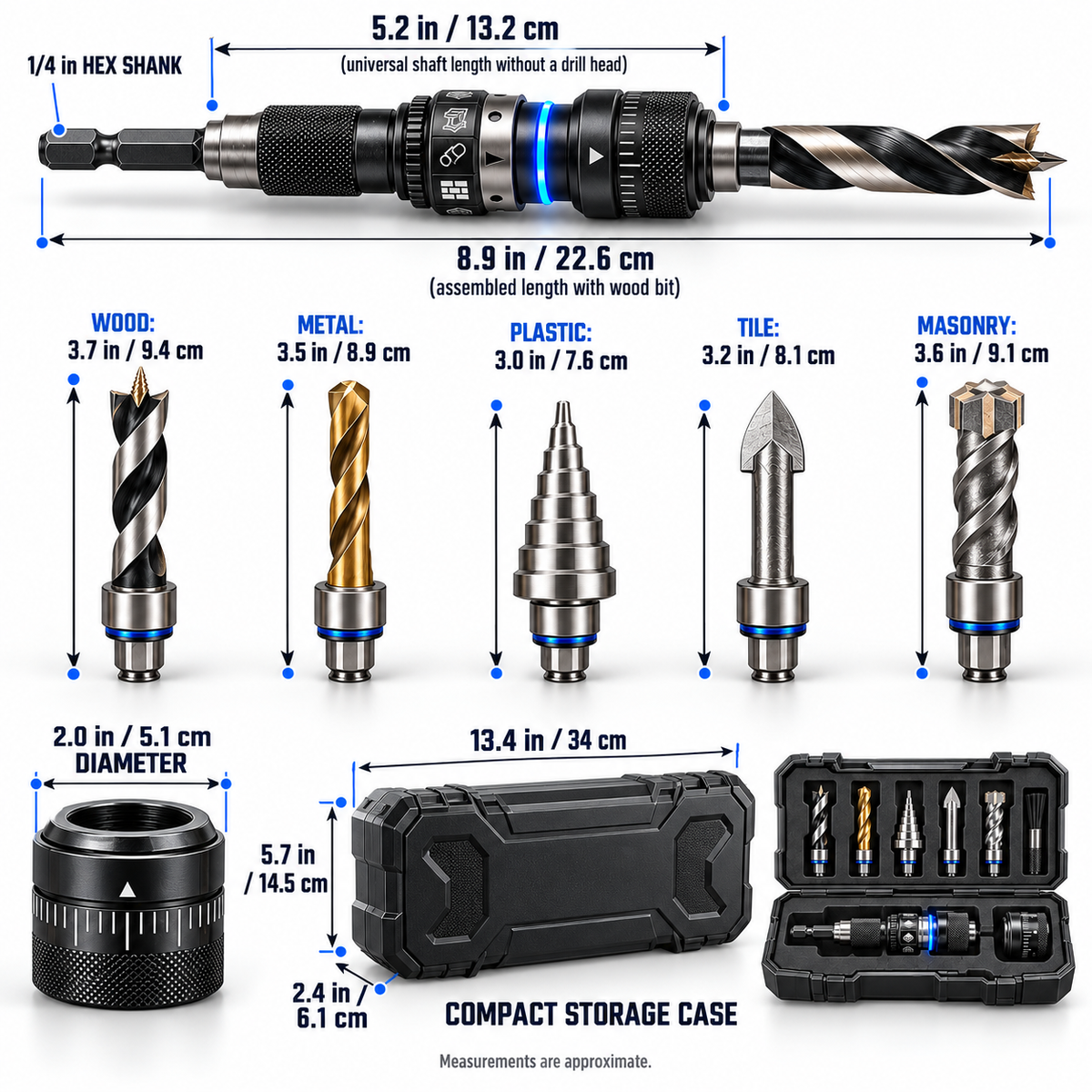 Smart 5-in-1 Adaptive Drill Bit System