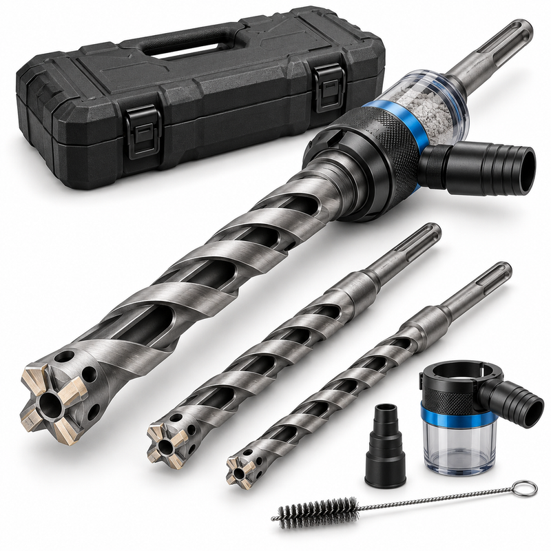 3-Piece Dust-Capture Hollow-Core Masonry Drill Bit Set