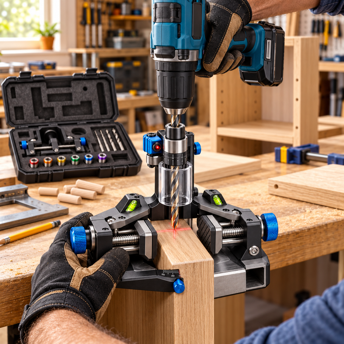 Self-Centering Laser-Guided Precision Drill Jig Kit