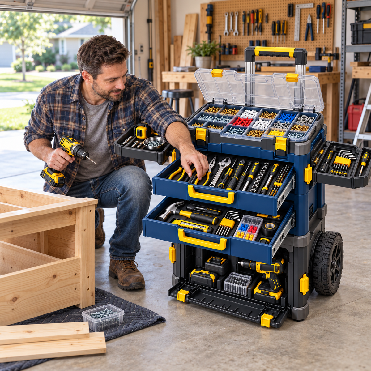 Modular Rolling Home Repair Station – All-in-One Mobile Tool Storage System