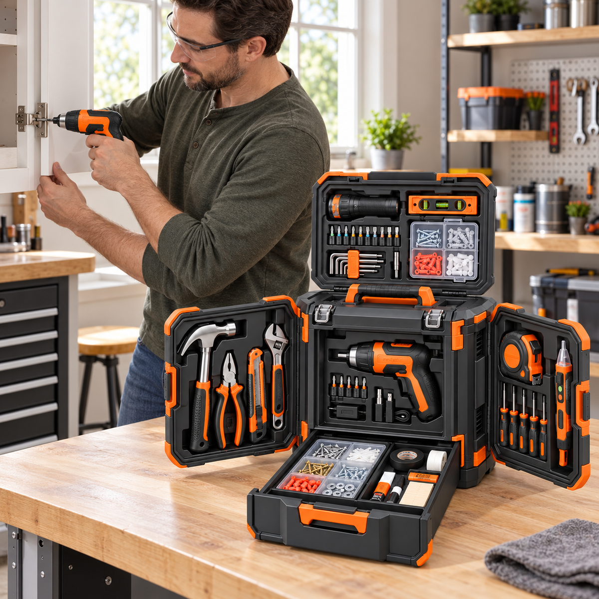 Compact Home Emergency Repair Cube – Modular All-in-One Household Tool Kit