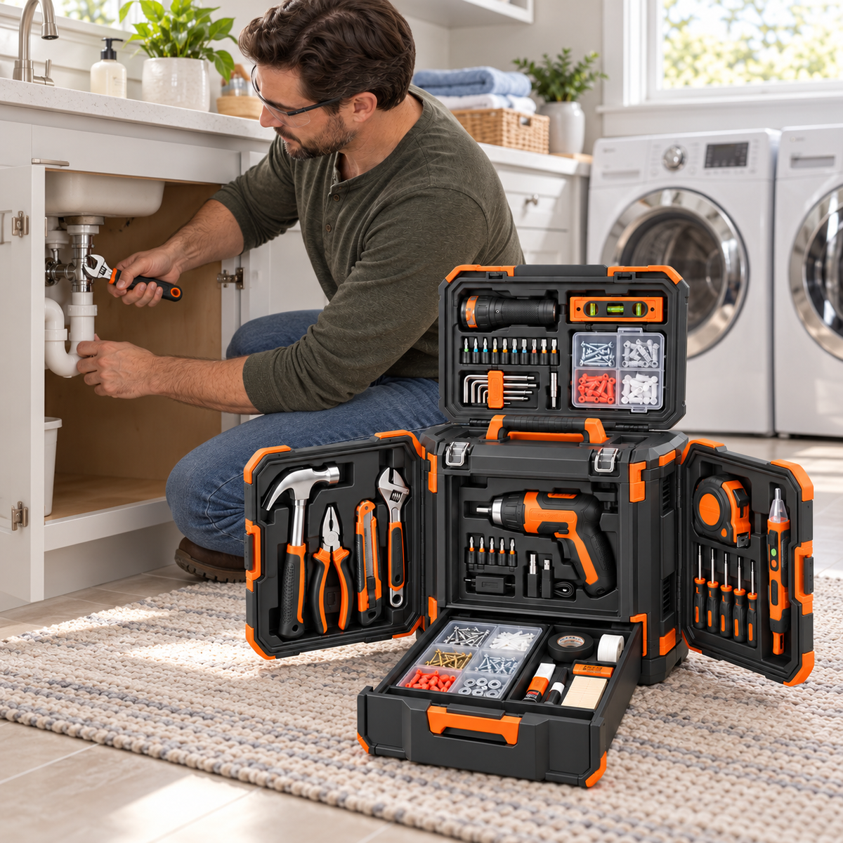 Compact Home Emergency Repair Cube – Modular All-in-One Household Tool Kit