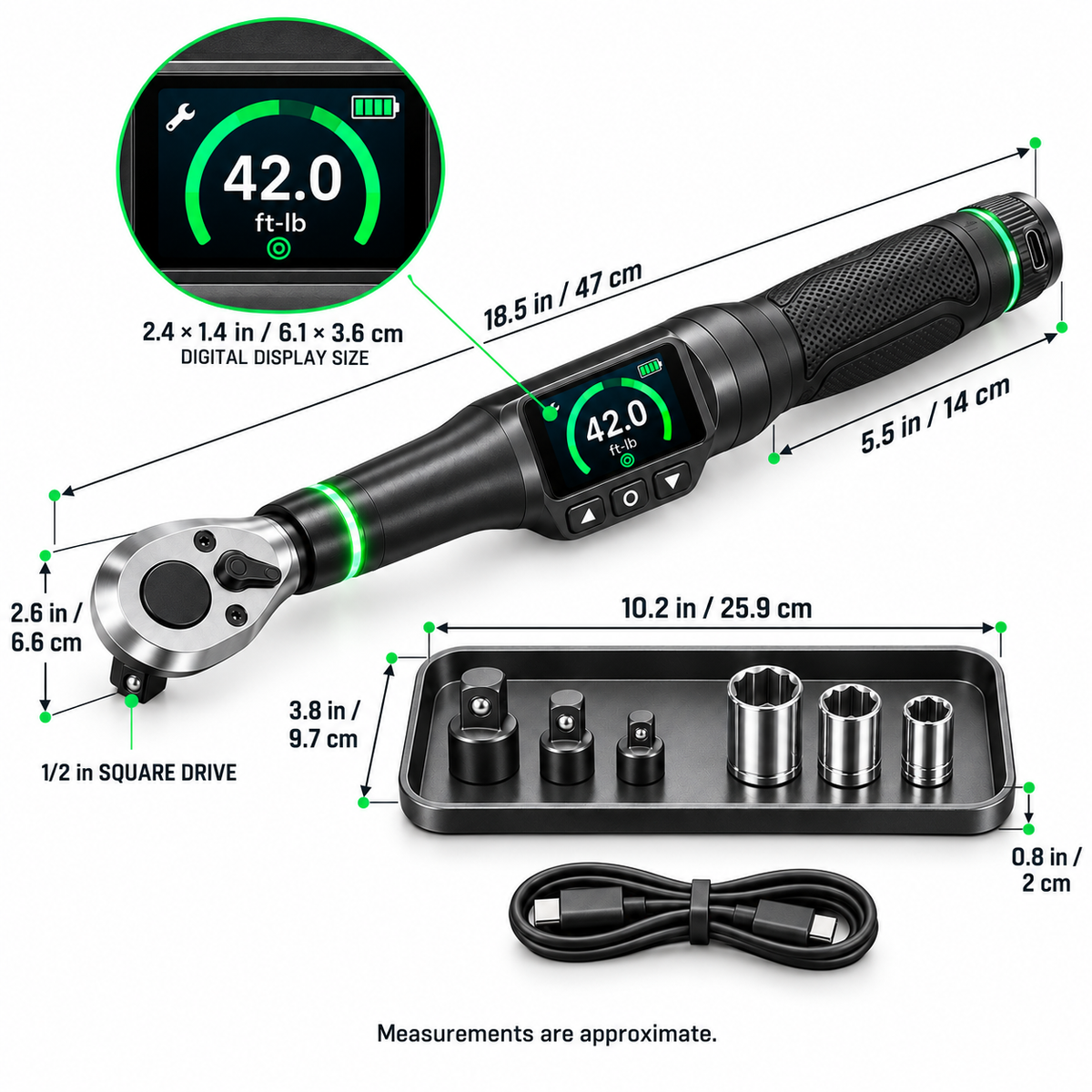 Digital Torque-Control Smart Wrench – Rechargeable Precision Ratchet Kit